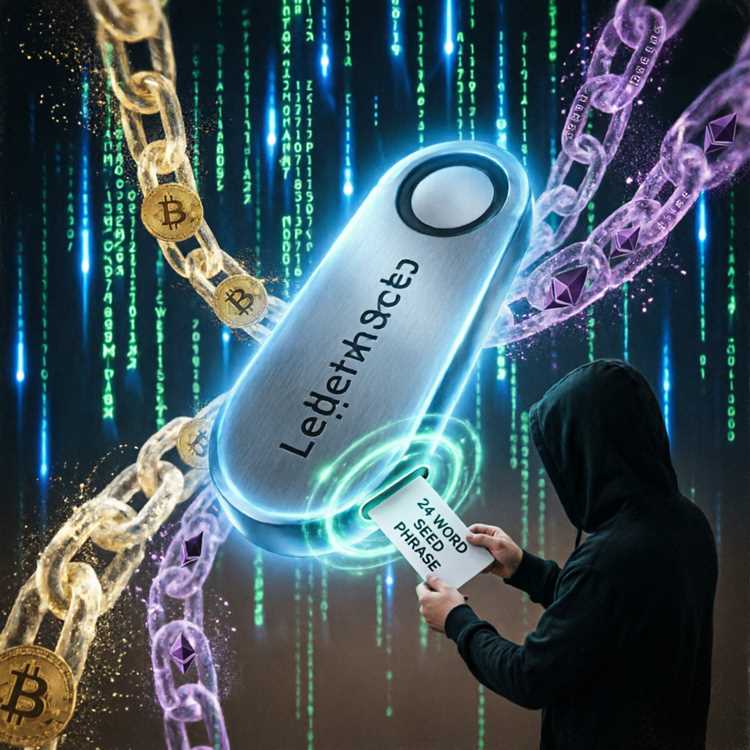 Ledger hardware wallet protecting cryptocurrencies with secure cold storage